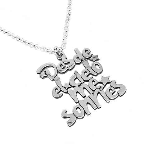 RINCON DEL ARTESANO HECHO A MANO MALAGA Collar para Mujer Personalizado con frases en Plata de Ley 925/1000. Regalo Día de la Madre. San Valentin. Regalo Navidad. Modelo Frases