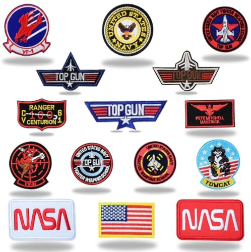 Pack de 15 Parches para Ropa Bordados del Ejercito del Aire Americano y Parches Nasa - Parche mochila militar - Pegatinas Para la Ropa con Plancha - Parche Termoadhesivo Resistente al Lavado.