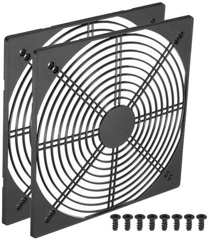 PATIKIL 200mm Fan Grill with Screws, 2 Pack ABS Plastic Frame Ventilator Grill Protector Mesh Dustproof Case Cover for Computer PC, Black