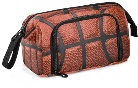 Federmäppchen mit großem Fassungsvermögen, Basketball-Ball, strukturiertes Federmäppchen, Stiftebox, Schreibwaren-Tasche, Make-up-Tasche, Büro-Organizer für Erwachsene, Basketballball-Textur,