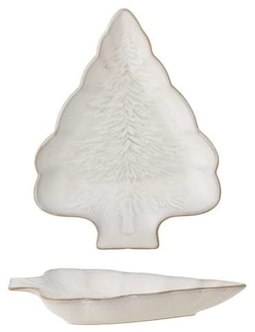 Bloomingville Plato para servir de invierno, diseño de árbol de Navidad, 22 x 17 cm