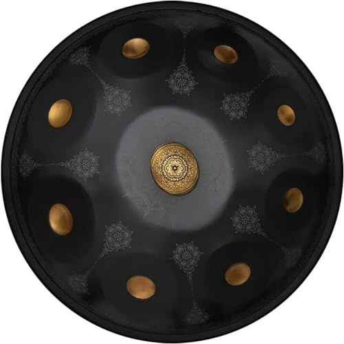 Handtrommel aus Stahl mit 9 Tönen, Handpan-Trommelinstrument in D-Moll, Premium-Schlagzeuginstrument, mit Handpan-Tasche, Drumsticks, Drumstativ, für professionelle Audioproduktion (Größe: A)