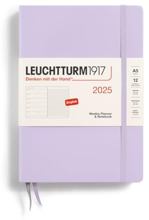 LEUCHTTURM1917 370734 Wochenkalender & Notizbuch Medium (A5) 2025, Lilac, Englisch