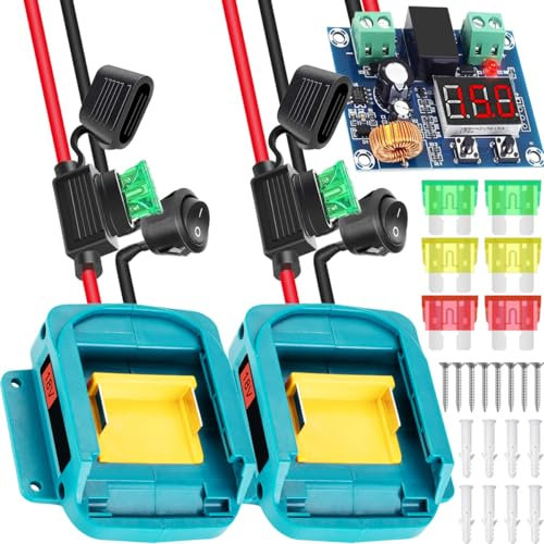 Xiatiaosann 2 PCS Power Wheel Adapter for Makita 18V Battery, Power Connector for Work Light RC Car Truck Robotics, Convertor for Makita BL1860 BL1850 BL1840, with Switch, Tool Battery Connector