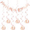 Melhope 40th Birthday Party Decorations Rose Gold Happy Birthday Bunting Banner with 6pcs Hanging Swirls Streamers for Girl Women Party Decor Supplies