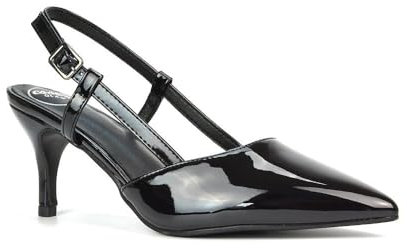 Women's Slingback Sandal Pumps Ladies Black Patent Pointed Toe Dress Party Stiletto Heel Wedding Court Shoes Size 8
