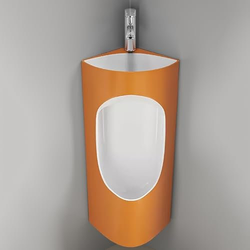 ZDMZR Eckurinale für Männerbadezimmer, Urinal mit Wasserhahn Und Waschbecken, Keramik Urinale, Garagen Urinal, Männer Urinal Auslaufsicher(Orange)