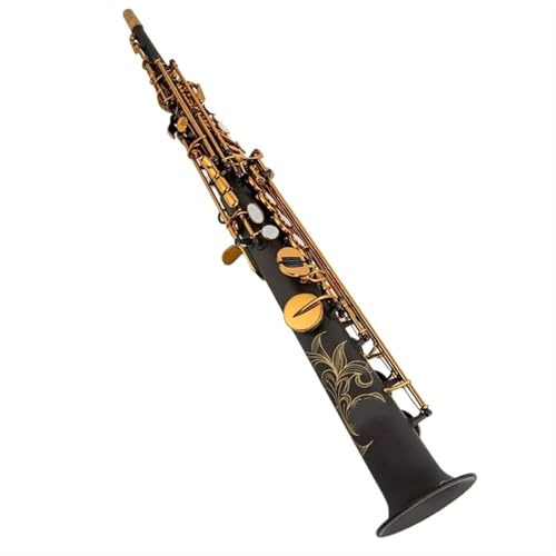 Saxophon Komplettset mit Diskant-Saxophon Schwarznickel Gerade B-Flach-Saxophon Musical Mit Hartschalenboxen(Bag A)