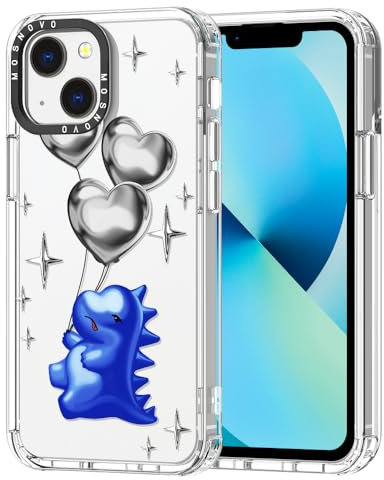 MOSNOVO Case for iPhone 13/14, [Buffertech 6.6ft Military-Grade Drop Protection] [Anti Peel Off Tech] Clear TPU Bumper Phone Case Cover Design - Balloonasaurus