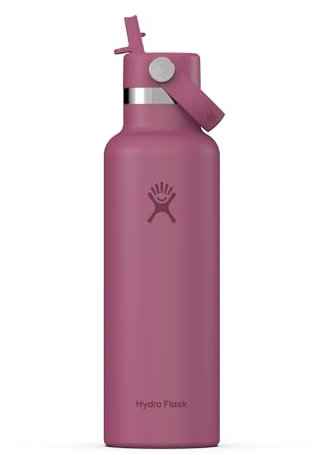 Hydro Flask - Standard Mouth Water Bottle 621 ml (21 oz) - Vacuum Insulated Stainless Steel Water Bottle with Flex Straw Cap - Reef