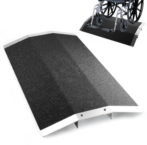 27.7 L x 1.5 H Wheelchair Ramp - Aluminum Threshold Bridge Ramp with Support Frame and Non-Slip Surface, Ideal for Patio Doors, Shed Doors, and Sliding Doors