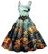 Halloween-Kostüme für Damen 2024, Kleider mit blutigen Mustern, V-Ausschnitt, Spaghettiträger, fließende Kleider, A-Linie, Swing-Partykleid Kleid Damen Elegant Schwarz (Green, XL)