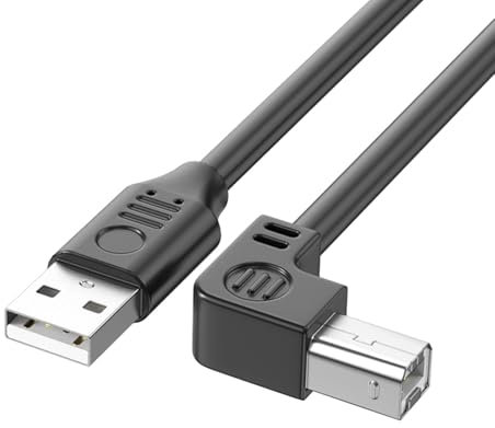 Câble d'imprimante USB 2.0 de type A mâle vers type B haute vitesse 480 Mbit/s coudé à 90 degrés pour bureau et usage domestique 5 m