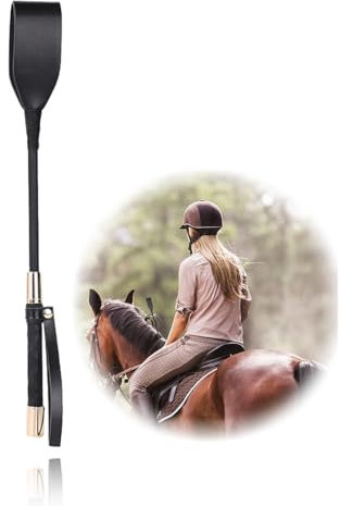 Frusta per Cavallo con Pelle PU,1 frusta da equitazione in pelle nera con manico antiscivolo, frusta da equitazione con manico, accessori da equitazione, frusta da equitazione, per giochi di ruolo