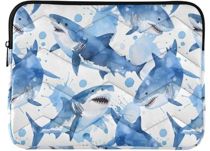 JIPONI Shark Watercolor Laptop Sleeve Bag, Compatible for 13 14 Inch Notebook/Laptop/Tablet Computer, Laptop Case for Women Men Working Travel Storage
