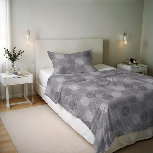 Italian Bed Linen River Cotton Single Duvet Cover Set, Made in Italy – Duvet Cover Set – Duvet Cover 150 x 200 cm with Double Flap and Pillow Cases (Single, Size)