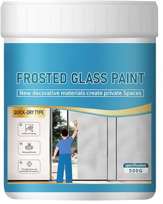 Shaersu Vernice per vetro smerigliato per finestre, 500 g, impermeabile, protegge la privacy, vernice opaca per vetro, vernice a base d'acqua per bagno, camera da letto, soggiorno