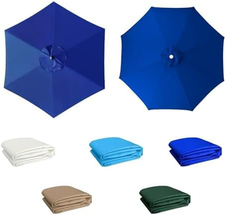 YZTTCD Tela Para Sombrilla de Fundas de Repuesto Para Sombrilla,2-3,5 M, Con Borde de Repuesto, Resistente A La Decoloración, Ideal Para Patio, Playa Y Piscina, Azul, 6 Varillas: 2,5 M/8,2 Pies