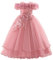IBAKOM Robe de demoiselle d'honneur fille festive pour mariage : robe d'été sans manches avec fleurs longue - robe de princesse en tulle pour enfants de 7 à 12 ans, Rose, 12 ans