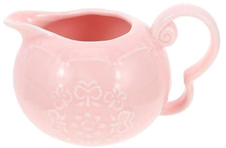 Pink Porcelain Gravy Boat Pitcher - Elegant Sauce Jug for Syrup Coffee Milk & Cream - Perfect for Home Dining & Entertaining - Versatile Kitchen Accessory