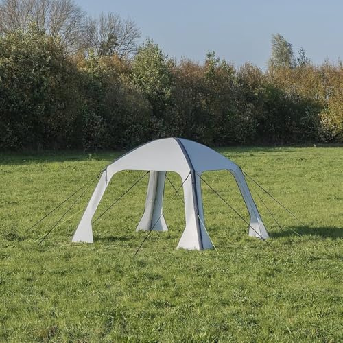 Multibros Pavillon aufblasbar 365x365 cm – 300D PU-Beschichtung – Air Shelter inkl. Pumpe, Heringe, Seile & Tragetasche – mit Seitenwänden mit Fenster oder Fliegengitter (Pavillon)