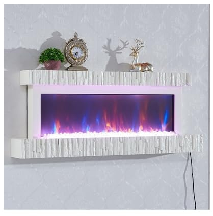 Electric Fireplace Wall Mounted Electric Fireplace, Button/Remote Control, Ultra-Thin Wall Fireplace with Colorful Crystal Flame Fireplace Heater FANDIAO