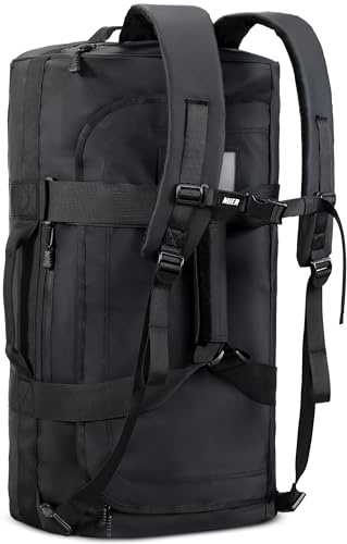 MIER Sporttasche 40L, Reisetasche als Sportrucksack, Schuhfach, Schwarz