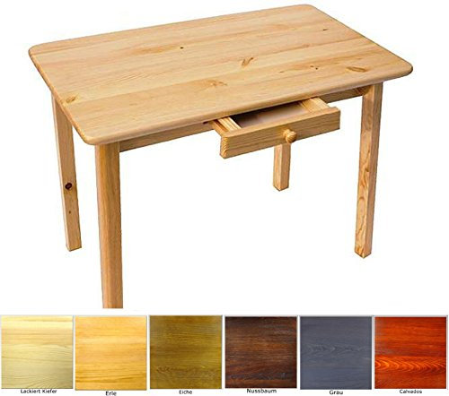 Magnetic Mobel Esstisch mit Schublade Küchentisch Tisch Massiv Kiefer Speisetisch in versch. Größen (50x110, Unbehandelt)