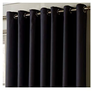 Alan Symonds Blackout Ring Top Eyelet Thermally Efficient Curtains (Charcoal, 46 x 72)