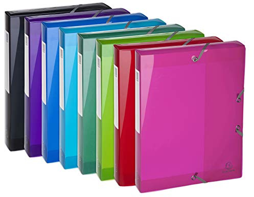 Exacompta Pack 8 Assorted PP Filing Boxes Iderama A4 Spine 4cm Organise