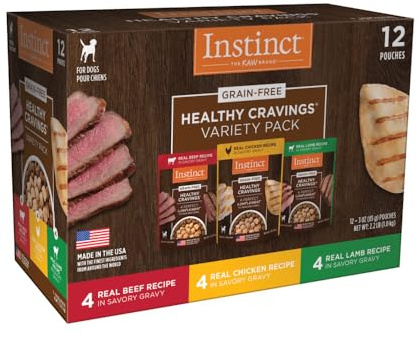 Instinct Healthy Cravings Grain Free Recipe Variety Pack Natural Wet Dog Food Topper by Nature's Variety, 3 oz. Pouches (Pack of 12)