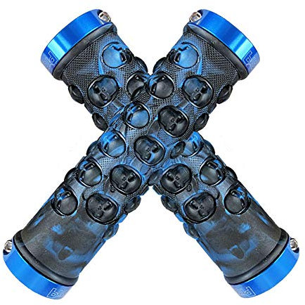 WAA 1 Paar Fahrradgriff Anti-Rutsch Gummi Schädel, Lenkergriff Fahrradlenker mit Aluminium Lock für Sport Mountain Bike MTB BMX