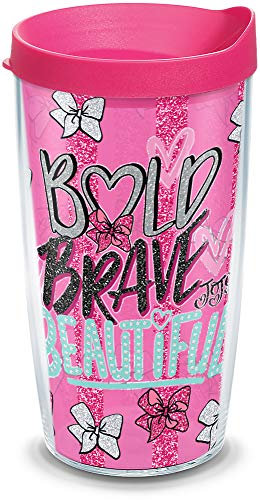 Tervis 1327642 Nickelodeon - JoJo Siwa Bold Brave Beautiful - Bicchiere termico con involucro e coperchio fucsia, Tritan, 40 ml, trasparente