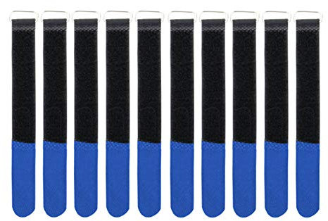 Infitronic INPKB4040BLU INPKB4040BLU-10 x Cable Ties with Metal Eyelet Velcro/Fleece on Different Sides (40 x 400 mm Blue)