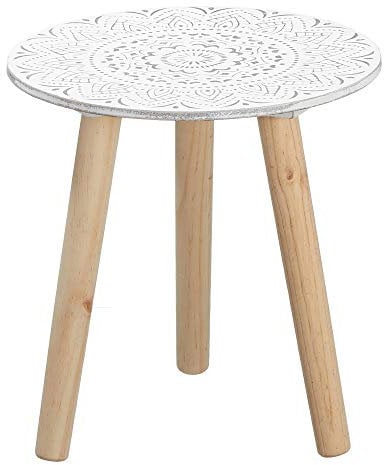 Cepewa 1 x Tisch Beistelltisch Wohnzimmertisch Holztisch weiß dreibeinig (1 x Beistelltisch dreibeinig)
