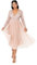 Maya Deluxe Women's Maya Faux Warp Front Embellished Midi Bridesmaid Dress, Taupe Blush, 40 EU