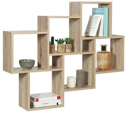 IDMarket - Etagère Murale Double Position Lucas Bois façon hêtre