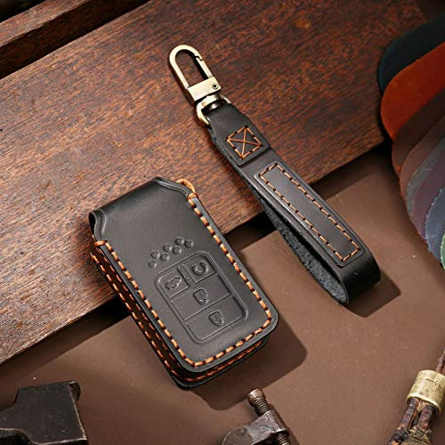 ontto Étui de clé de Voiture pour Honda Vezel Civic Jazz Accord Hybrid BRV CRV HRV Fit Accessoires Télécommande Housse en Cuir Porte-clés Protection 4 Boutons Noir D