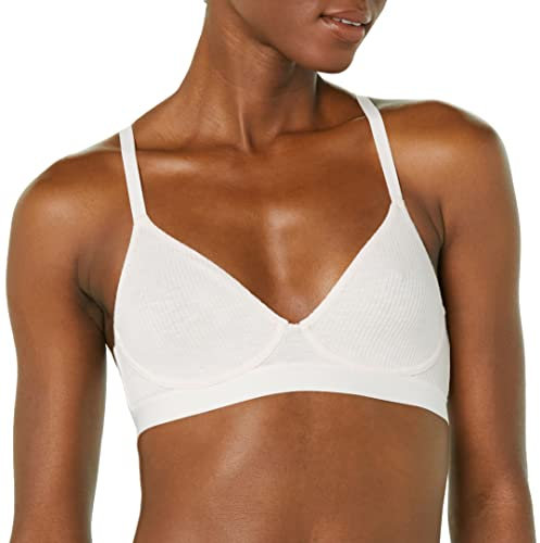 Amazon Essentials Bralette côtelée non doublée Femme, Rose Pâle, 42