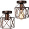 iDEGU 2 Stück Deckenleuchten Industrielle 15cm Retro Deckenlampe aus Eisen Lampenschirm in Sechseck Käfig Vintage Design E27 Kronleuchter für Flur Küche Wohnzimmer Schlafzimmer Dekoration (Rost)