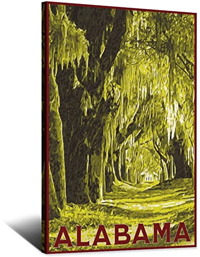 Alabama Vintage Reiseposter USA Dekorative Poster Moderne Schlafzimmer Leinwand Kunst Poster Bild Gemälde Poster Wanddeko Kunst Geschenk