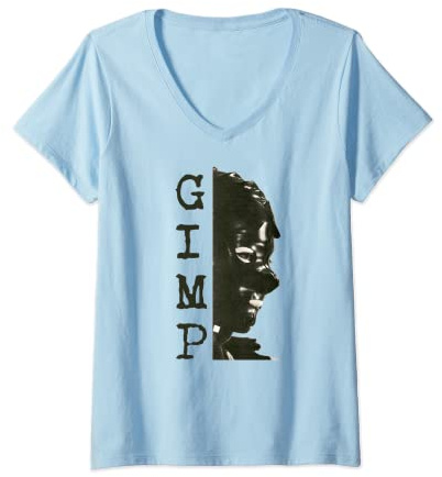 Damen Gimp Costume Fetish The Gimp Mask BDSM Latex Gimp Suit T-Shirt mit V-Ausschnitt