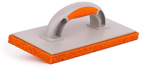 Mivos Tagliere in plastica con rivestimento in gomma spugna da 18 mm, per intonaco, professionale, 280 x 140 mm, con manico bicomponente, in spugna per intonaco, prodotto in UE