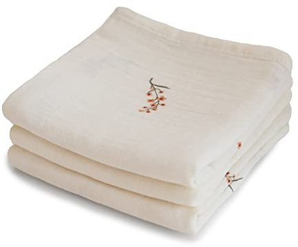 mushie Babytücher aus 100% Bio-Baumwolle, 59,7 x 59,7 cm (Blumen), 3er-Pack
