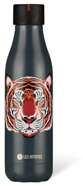 LES ARTISTES Paris A-4264 Bottle'Up, Thermos 500 ml, Gourde isotherme sans BPA, Réutilisable, Garde au chaud 12h et au froid 24h, Acier Inoxydable, Design Tiger