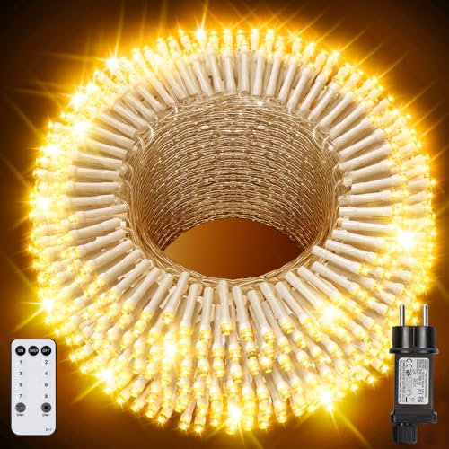 YAGOPAL Lichterkette außen, 100M 800LED Weihnachtsbeleuchtung außen Christmas Lights Outdoor bunt 8 Modi mit Fernbedienung Strom Timer IP65 für Weihnachtsbaum Terrasse Party Hochzeit Dekoration