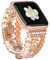 wutwuk Apple Watch Armband Damen Kompatibel mit iWatch Armband 44mm 45mm 42mm Damen mit Perlen für iWatch 8 7 6 5 4 SE SE2 3 2 1 Handgefertigter Elastischer Ersatzarmband Champagne