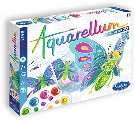 SentoSphère – Aquarellum Live - Insectes - Kit Peinture - Peinture Aquarellable Magique - Scanne-Les pour Les animer et Te Prendre en Photo avec ! Dès 7 Ans - Fabriqué en France - 6703