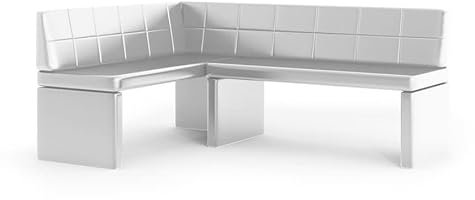 GREKPOL Eckbank Marta Küchenbank Sitzecke Kunstleder pflegeleicht (Weiß Links, 142x196cm)