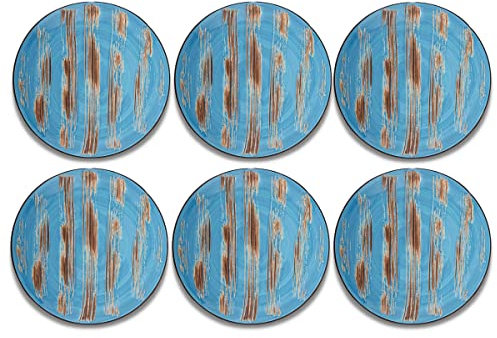 Wilmax - Assiette à dessert COLORBOOM - Porcelaine - Set d'assiettes Pour servir des snacks - Design moderne - Lavable au lave-vaisselle - Couleur bleue - Lot de 6 - Diamètre : 18 cm